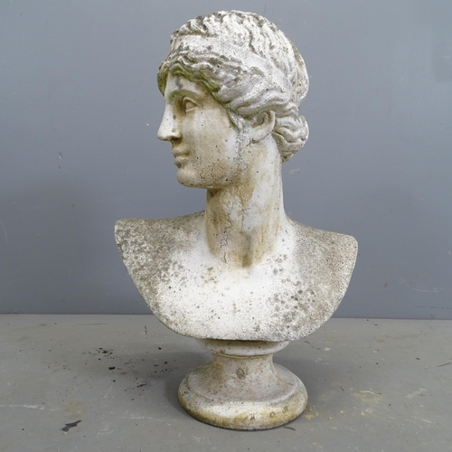 3250 - A painted concrete garden male bust ornament. Height 57cm.