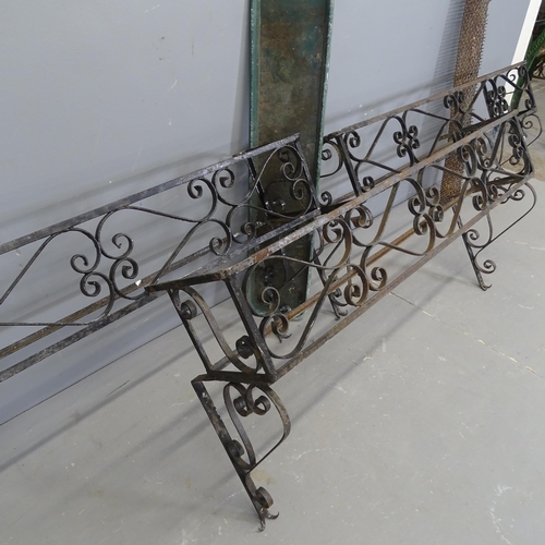 3273 - Three wrought iron window box frames. 109x73x26cm.