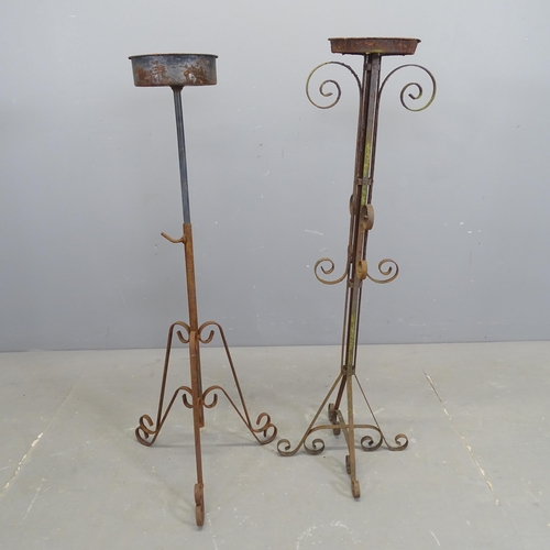 3277 - Two wrought iron stands. Tallest 104cm.