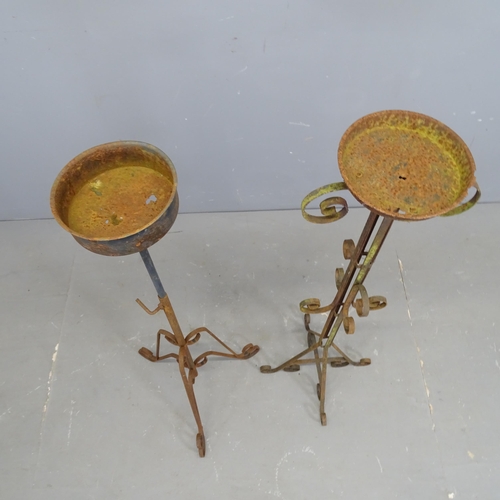 3277 - Two wrought iron stands. Tallest 104cm.