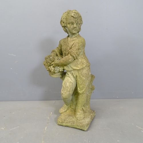 3279 - A weathered concrete sculpture, study of a boy. Height 74cm.