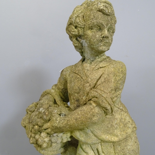 3279 - A weathered concrete sculpture, study of a boy. Height 74cm.