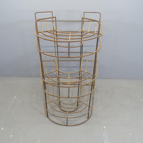 3290 - A French Art Deco three-tier wrought iron plant stand. 85x115x85cm.