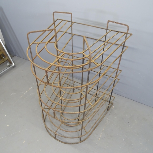 3290 - A French Art Deco three-tier wrought iron plant stand. 85x115x85cm.