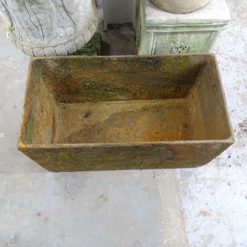 3299 - A cast iron rectangular trough / planter. 78x40x39cm.