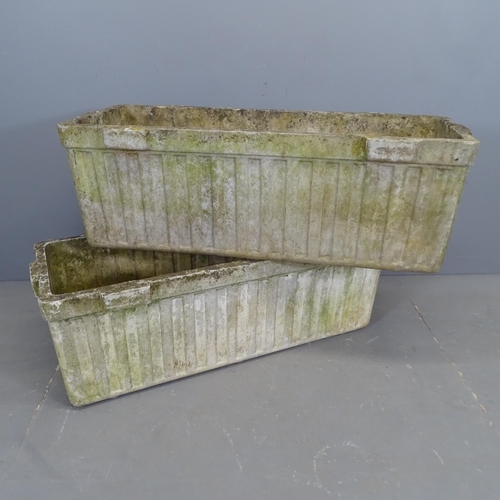 3306 - A pair of rectangular composite planters. 107x36x42cm.