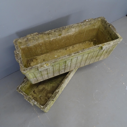 3306 - A pair of rectangular composite planters. 107x36x42cm.