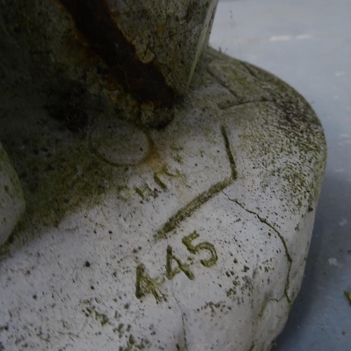 3320 - A weathered concrete garden water feature, in the form of a child pouring water from an urn. Height ... 