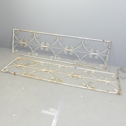 3367 - A pair of painted wrought iron fence panels. Each 60x226cm.