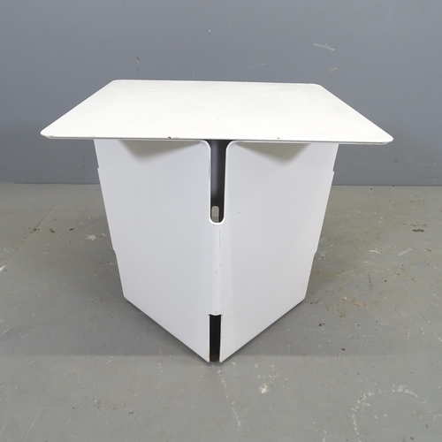 3365 - MODUS - A contemporary metal Fold occasional / side table, with maker's label to underside. 45x42cm.... 