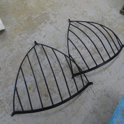 3370 - A pair of painted metal hay racks, approximately 80x80cm.