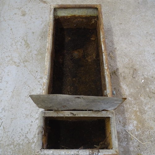 3384 - A galvanised metal trough, 125x33x48cm.