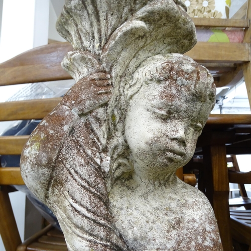 3400 - A pair of stone cherub garden statues. Height 79cm.