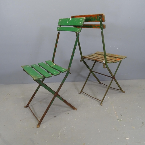 3412 - A set of four Parisienne folding bistro café chairs.