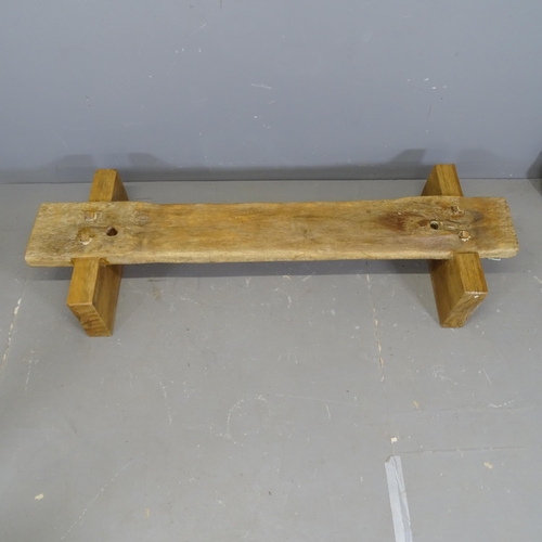 3425 - A reclaimed oak garden bench, by local artist Clive Fredriksson. 155x26x53cm.