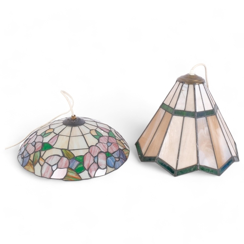 944 - A modern Tiffany style opaque light fitting, with floral decoration, diameter 35cm, and a second lea... 