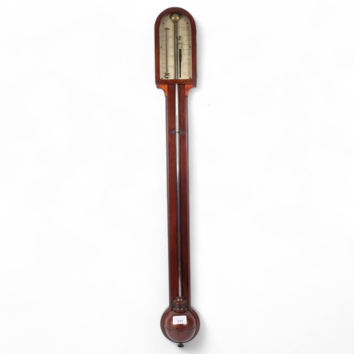 111 - A 19th century mahogany stick barometer, L93cm