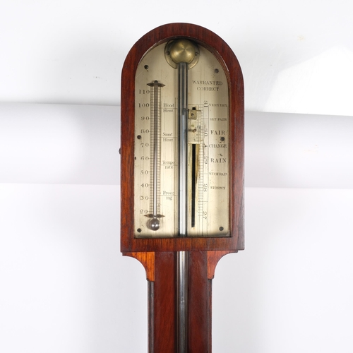 111 - A 19th century mahogany stick barometer, L93cm