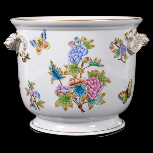 121 - Herend, a hand painted Queen Victoria pattern jardiniere, no. 7292, H16.5cm