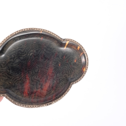 126 - An Antique tortoiseshell and silver-mounted pin dish, and a pair of Vintage tortoiseshell and floral... 