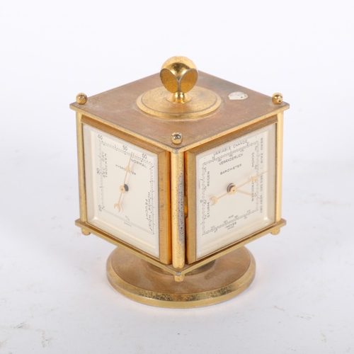 24 - ImHof, a Swiss brass four-sided desk compendium, circa 1950s, displaying time, barometer, hygrometer... 