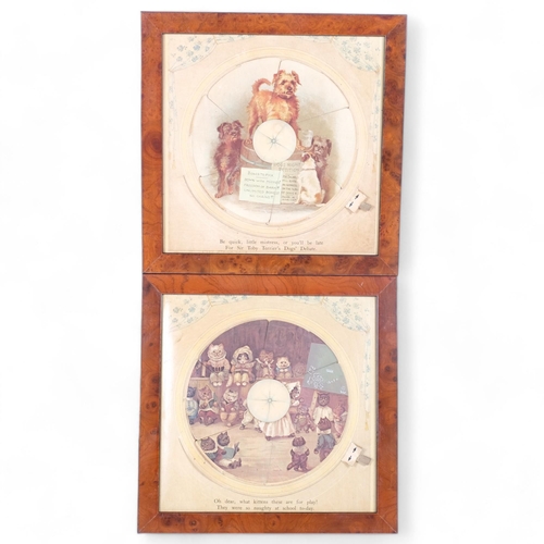 30 - 2 early 20th century Louis Wain style picture prints, both with script (Old dear, what kittens these... 