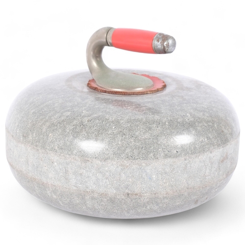 39 - A curling granite stone with handle