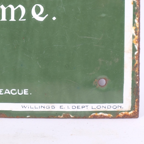 56 - A green and white monochrome enamelled sign, W.F.W.I. (Let no one say and say it to your shame that ... 