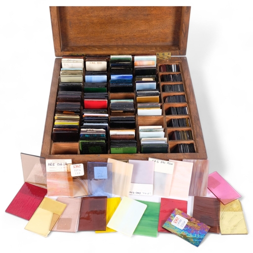 72 - A cased collection of salesman coloured glass specimens/examples