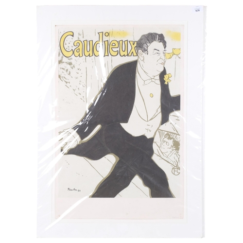 936 - 2 Vintage mid-century style French prints, depicting theatrical characters, unframed with card borde... 