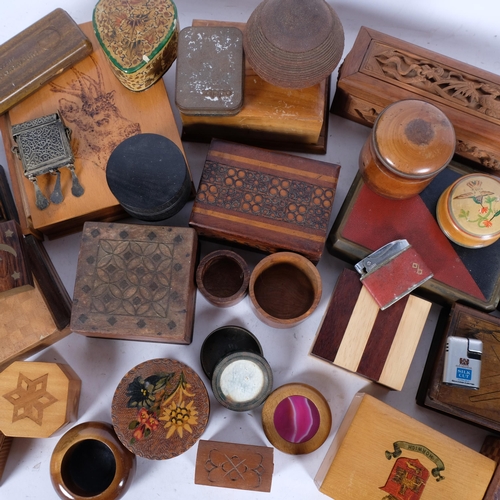 939 - A large collection of various Vintage wooden boxes, trinket boxes, etc