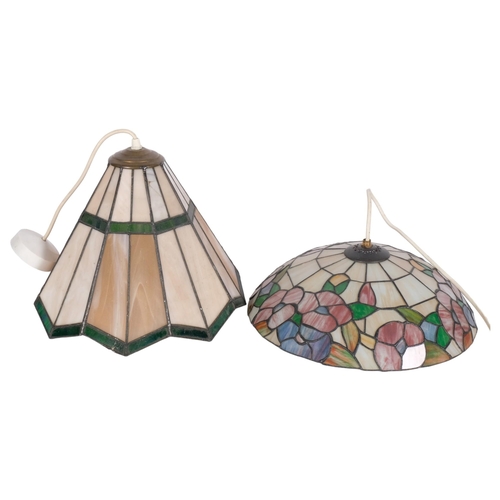 944 - A modern Tiffany style opaque light fitting, with floral decoration, diameter 35cm, and a second lea... 