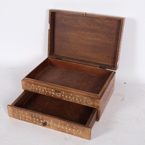 949 - An Anglo Indian inlaid box with fitted drawer, W30.5cm