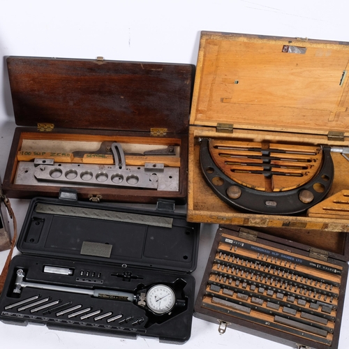 958 - A group of various engineering tools, including a Mitutoyo pressure gauge, a cased set of Micronaid ... 