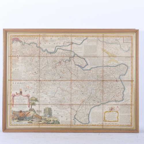 53 - EMAN BOWEN - 2 x 18th century hand coloured maps, 1 depicting an accurate map of the County of Susse... 