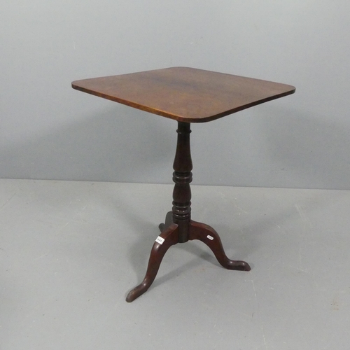 2275 - A mahogany rectangular tilt-top occasional table, on turned central column with tripod base. 53x72x5... 