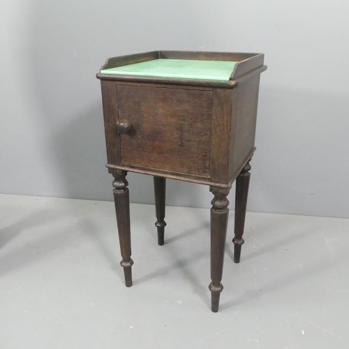 2290 - A French oak pot cupboard, with glass tile top. 41x80x38cm.