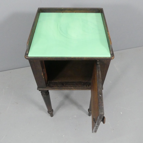 2290 - A French oak pot cupboard, with glass tile top. 41x80x38cm.