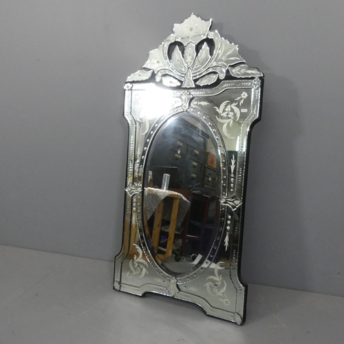 2293 - A contemporary venetian style etched glass wall mirror, 67x136cm.