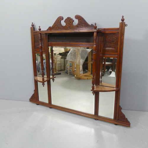 2296 - A Victorian mahogany over-mantle mirror. 115x96cm.