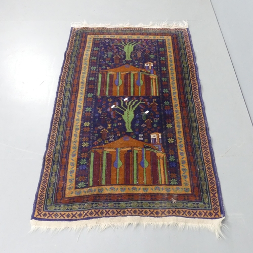 2335 - A blue-ground Afghan rug. 145x93cm.