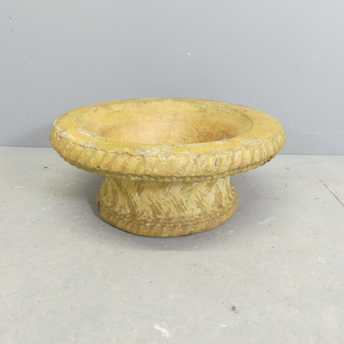 3433 - A weathered concrete garden planter. 54x22cm.