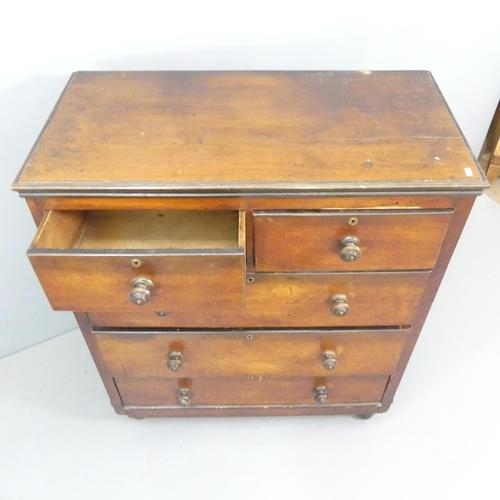 2351 - A Victorian stained pine chest of two short and three long drawers. 96x114x51cm.