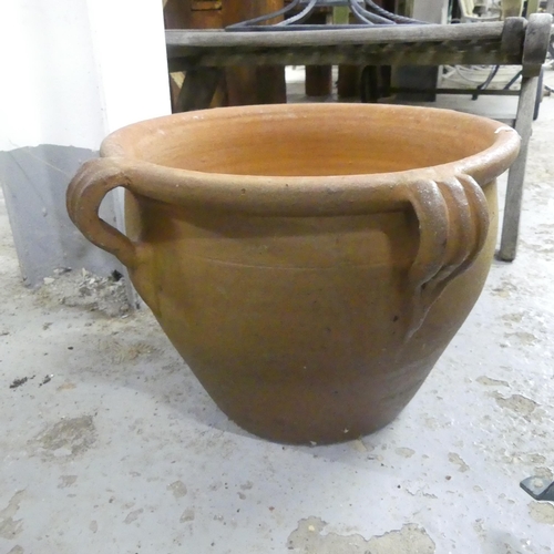 3431 - A terracotta strawberry planter with three separate feet/drip trays. 43x36cm.