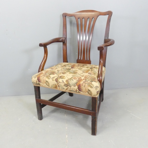 2363 - A mahogany and upholstered Chippendale style open armchair.