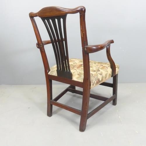 2363 - A mahogany and upholstered Chippendale style open armchair.