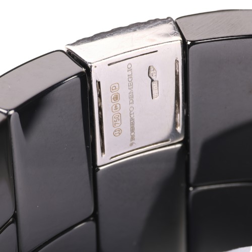 17 - ROBERTO DEMEGLIO - A High-Tech Black Ceramic and Diamond 'Domino' Bracelet,

the high-gloss offset c... 