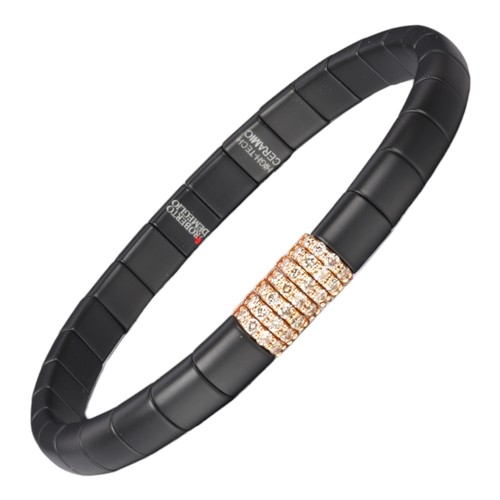 70 - ROBERTO DEMEGLIO - A High-Tech Black Ceramic and Champagne Diamond 'Stretch' Bracelet,

the single r... 