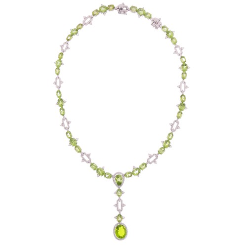 35 - A Peridot and Diamond Necklace,

the central drop designed as a top pear halo cluster set with pear ... 