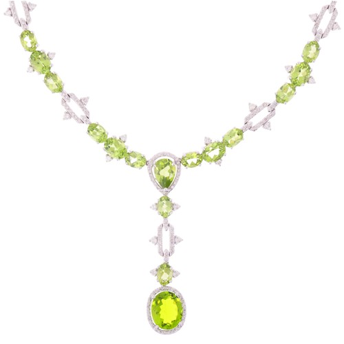 35 - A Peridot and Diamond Necklace,

the central drop designed as a top pear halo cluster set with pear ... 